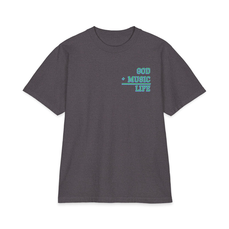 GL Faithful 07 Varsity Tee - OG Green & Cornflower (Charcoal Grey)