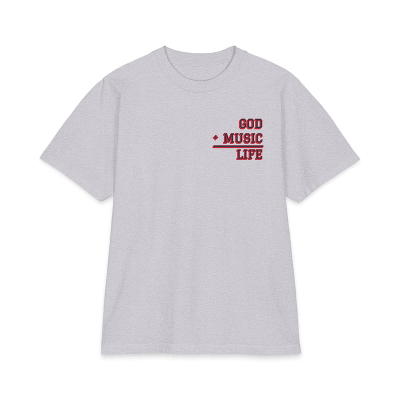 GL City Varsity Tee - Houston 07 - Navy & Red (Heather Grey)