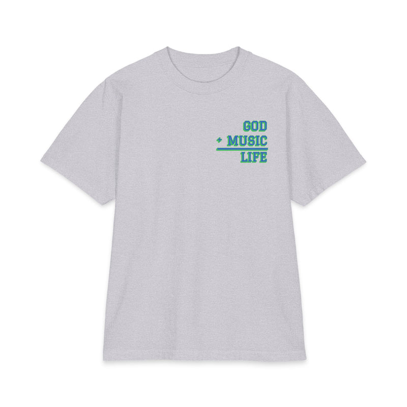 GL Faithful 07 Varsity Tee - Royal & Green (Heather Grey)